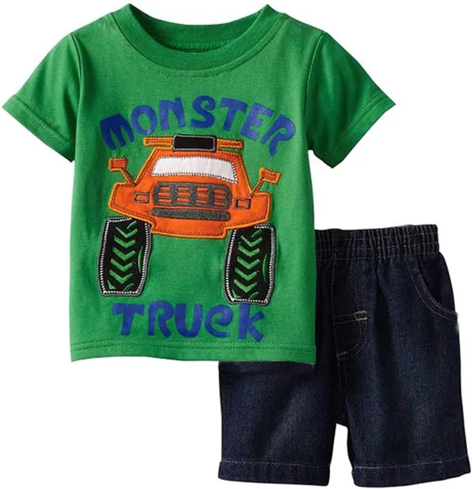 Bumeex Toddler Boy's Short Sleeve T-Shirt and Short Outfit Set 2-7T