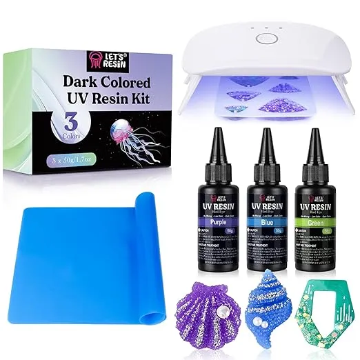 3 Colors UV Resin Kit with Light&Silicone Mat