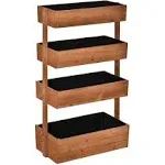 Outsunny 4-Tier Raised Garden Bed, Vertical Flower Pots Rack with Angle Adjustable