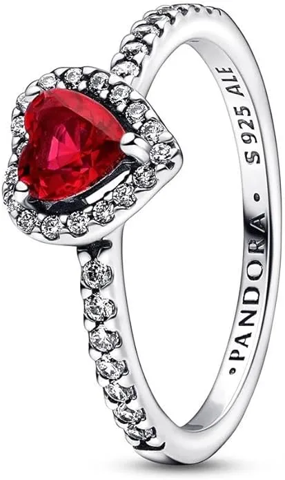 Pandora Elevated Red Heart Ring