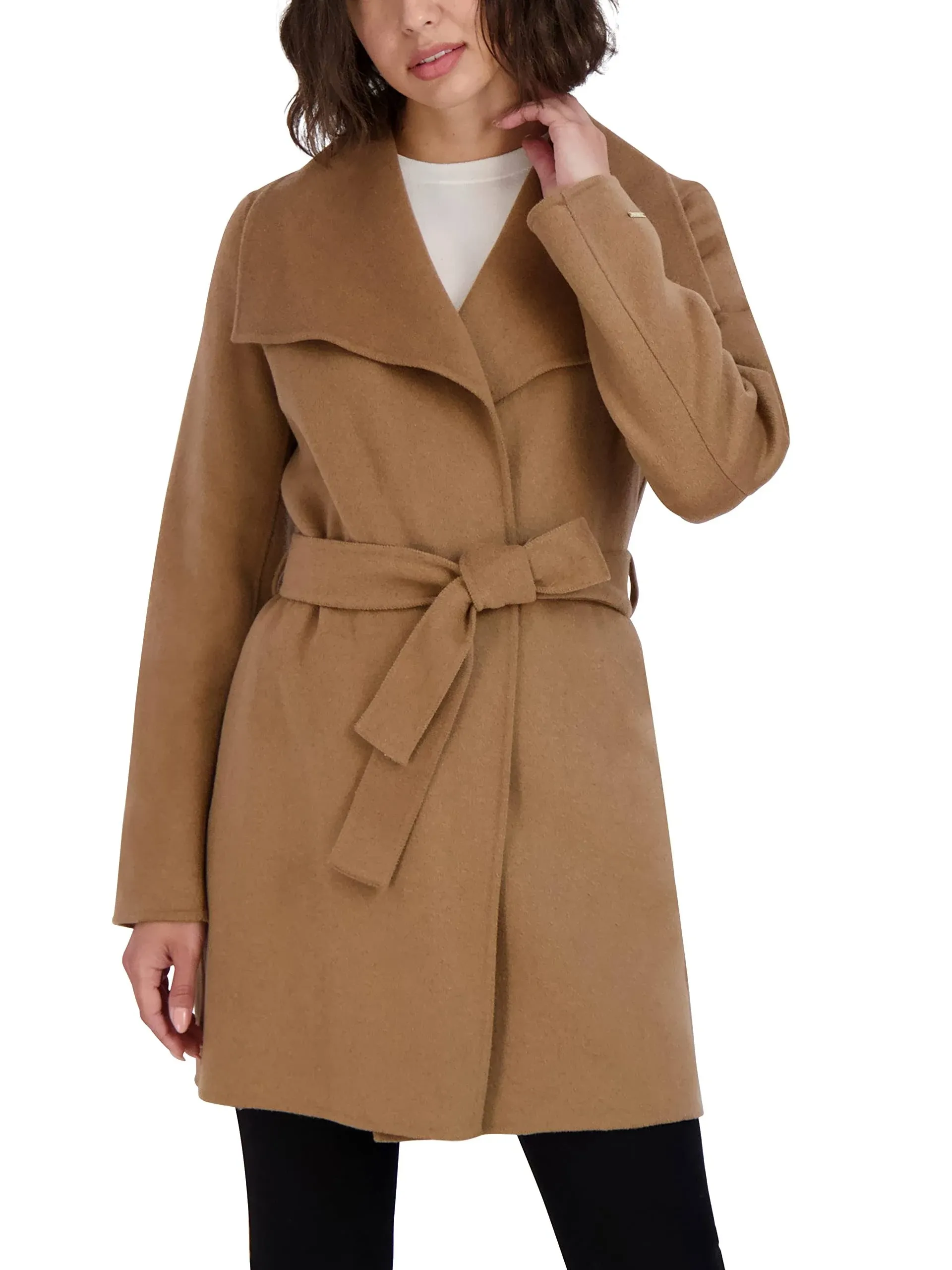 TAHARI Women&#039;s Wool Wrap Coat with Tie Belt 