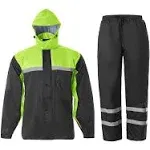 Men&#039;s Rain Suit High Visibility Reflective Work Rain X-Large Hi-vis Black/Green