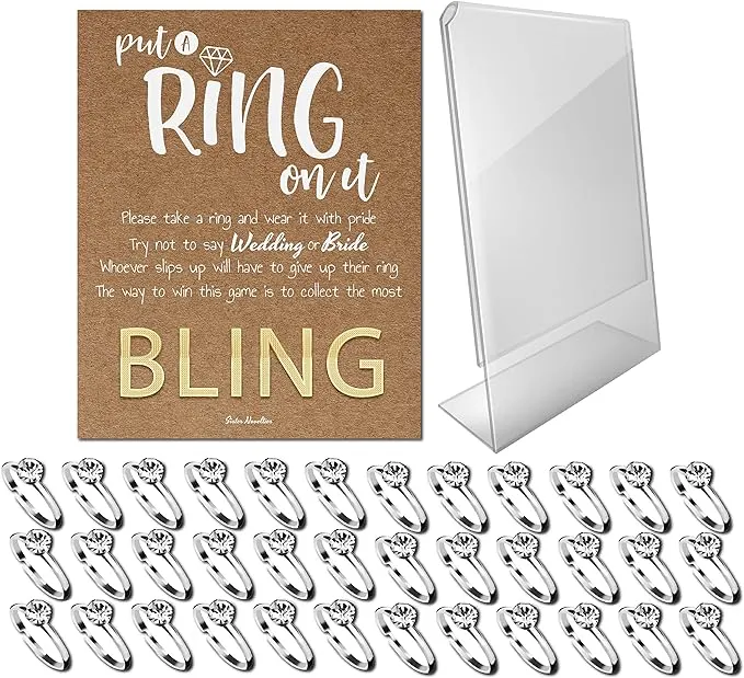 Bridal Shower Games - Put a Ring on It Bridal Shower Game with Fake Rings, Bridal Shower Decor, Bridal Shower Decorations, Bridal Shower Games for Guests, Wedding Shower Games