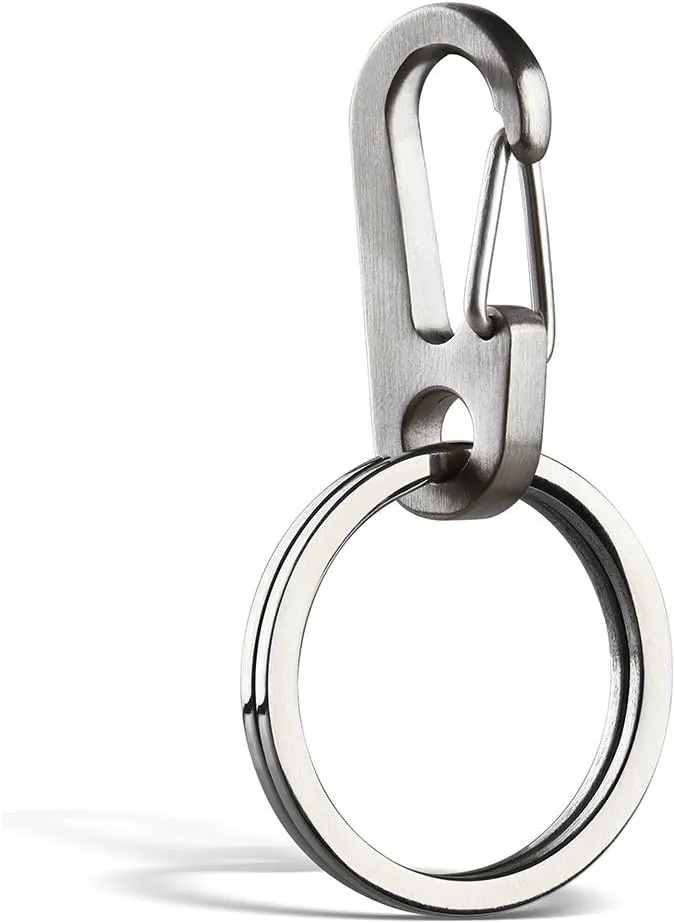 TiPro EDC Titanium Mini Quick Release Keychain Carabiner Snap Hook and Key Ring