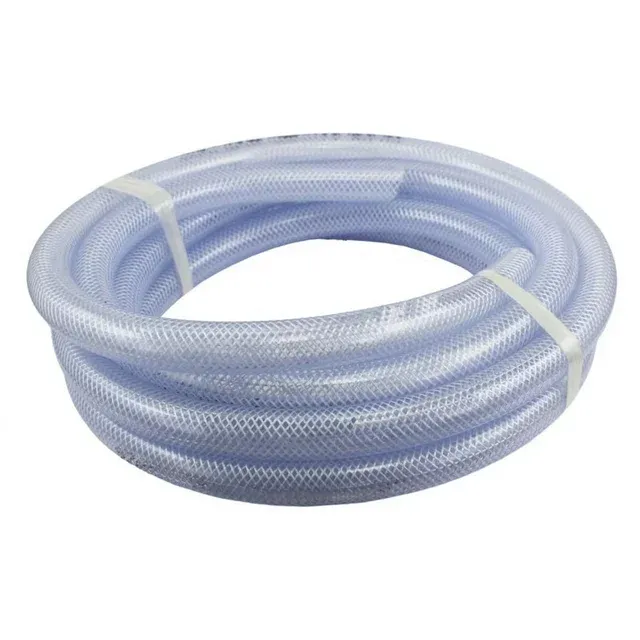 1 Ft x 2" ID High Pressure Braided Clear Flexible PVC Tubing Heavy Duty UV Chemical Resistant Vinyl Hose