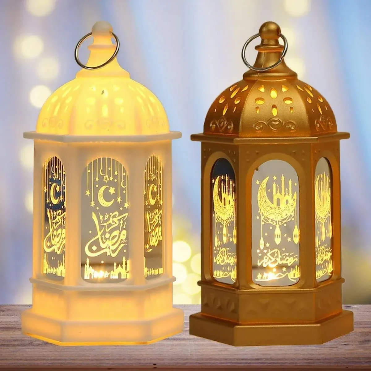 Elevate Your Ramadan Decor with Our 5.5" Golden Eid Mubarak Lantern - Perfect for ...