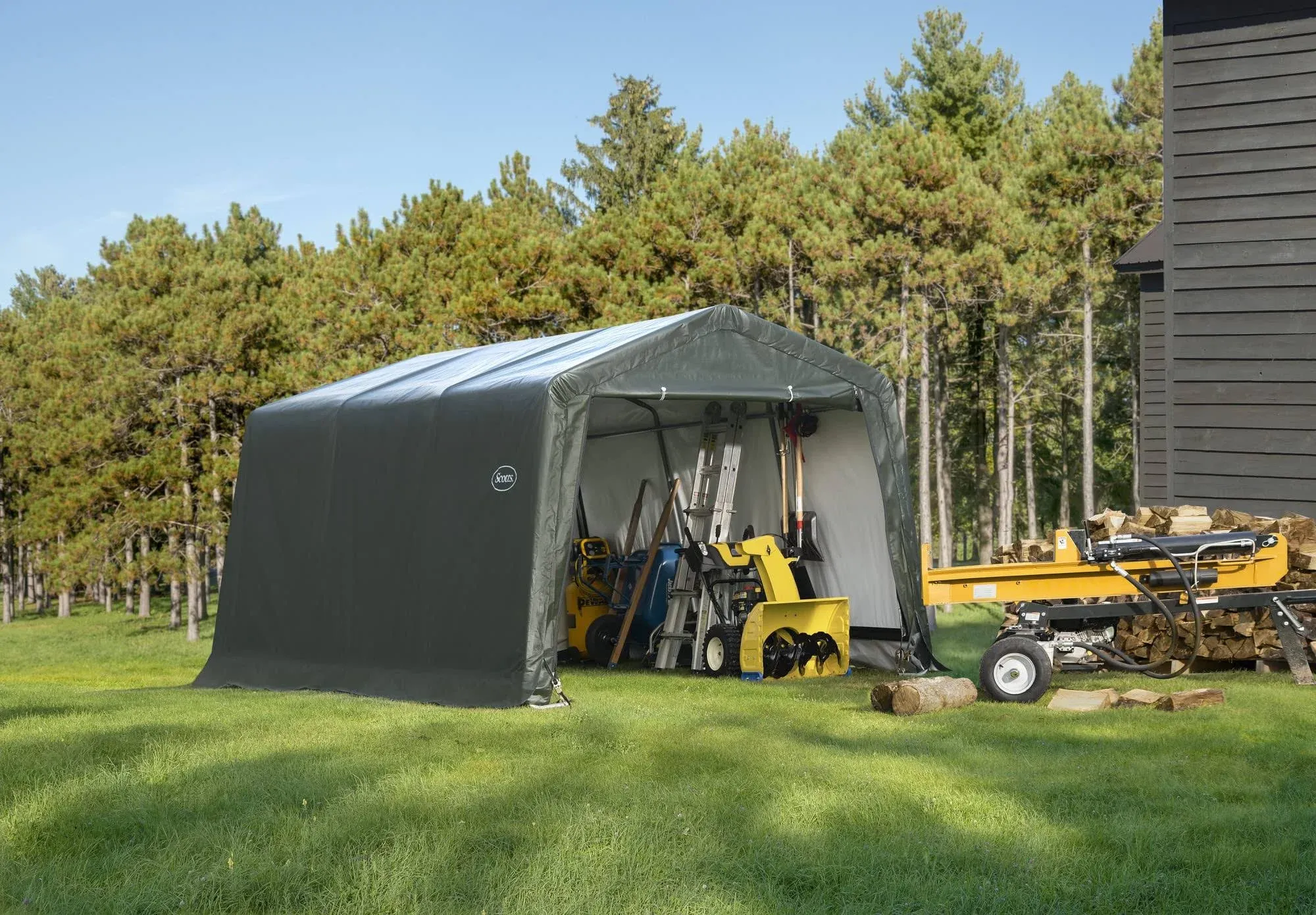 Scotts Miracle-Gro Garden Storage Shed 10 x 15 x 8 Foot Green Peak