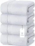 Luxury White Bath Towels Extra Large | 100% Soft Cotton 700 GSM Thick 2Ply Absorbent Quick Dry Hotel Bathroom Towel | 27x54 Inch | White | Set of 4