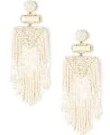 Deepa Gurnani Jody Beaded Tassel Earrings in Ivory