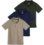 Real Essentials 3 Pack: Boy's Short Sleeve Polo Shirt - School Uniform Active ...