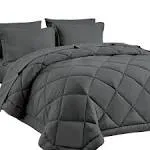 CozyLux California King Bed in A Bag 7 Pieces Comforter Set with Sheets Dark Grey Cal King All Season Bedding Sets with Comforte