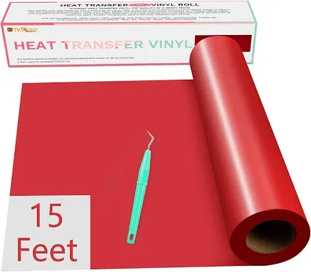 HTVRONT Heat Transfer Vinyl Red HTV Rolls - 12" x 15ft Red Iron on Vinyl for All Cutting Machines, Red HTV Vinyl for Shirts - Easy to Cut & Weed for Heat Vinyl Design