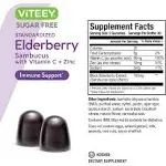 Sambucus Elderberry Gummies for Adults & Teens + Zinc & Vitamin C - Sugar Free - Immune Support & Booster Herbal Supplement - Vegan, Gluten Free, Gelatin Free, GMO Free, Chewable Berry Flavored Gummy