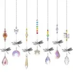 Pack of 7 Crystal Suncatchers Dragonfly Pendant Rainbow Maker Hanging for Window Wedding Garden Decor