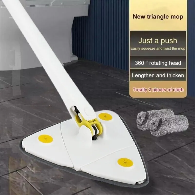 360° rotatable and adjustable triangular mop for floors, walls Replacement pads