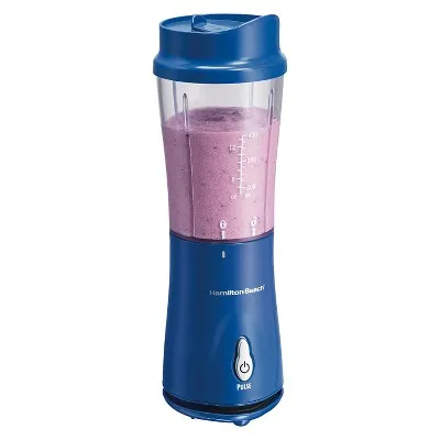 Hamilton Beach Portable Blender for Shakes and Smoothies with 14 Oz BPA Free Travel Cup and Lid, Durable Stainless Steel Blades for Powerful Blending Performance, Blue (51132)