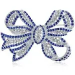 Bling Jewelry Clear Crystal Ribbon Bridal Brooch Bow Pin Silver Plated