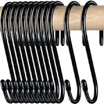 Higift 24 Pack S Hooks for Hanging, 4-1/2 Inch Large Black Vinyl Coated Metal S 