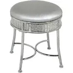 Hillsdale Venice Backless Faux Diamond Band Vanity Stool for Makeup Room or Bathroom, Chrome