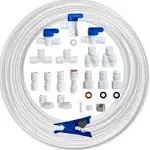 NSF Certified 1/4" O.D. Push to Connect Fittings for RO (Reverse Osmosis) Water Filter（ Fridge Installation Kits）20 pcs+30 feet 1/4" Water tubing.