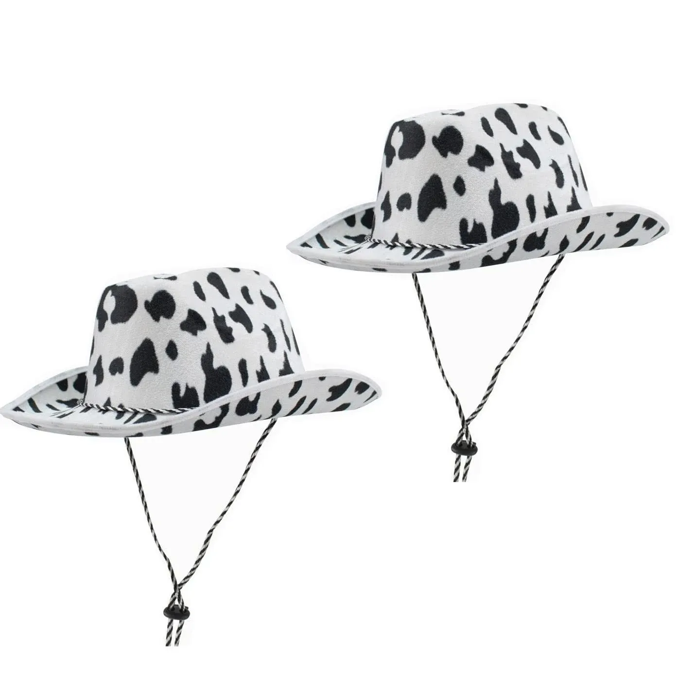 Giftexpress 2-Pack Cow Print Felt Cowboy Hat Black and White for Dress-Up Party ...