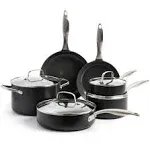 GreenPan Canterbury Hard Anodized Healthy Ceramic Nonstick, 10 Piece Cookware Pots and Pans Set, PFAS-Free, Dishwasher Safe, Oven Safe, Black