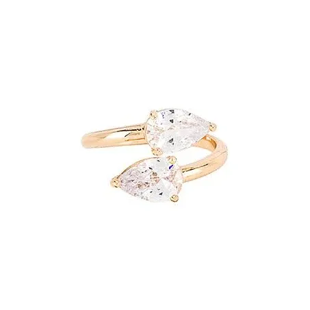 Crystal Teardrop Wrap Ring - Ettika Clear Crystal with 18K Gold Plating / 8