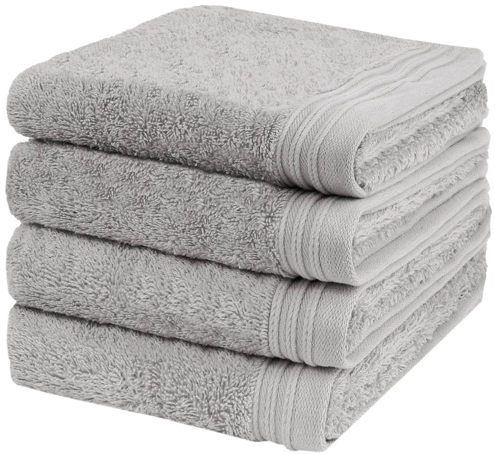 Weidemans Premium Towel Set of 4 Hand Towels 18" x 30" Color: Silver |100% Cotton|4 Ultra Soft and Highly Absorbent Hand Towels for Bathroom, Gym,