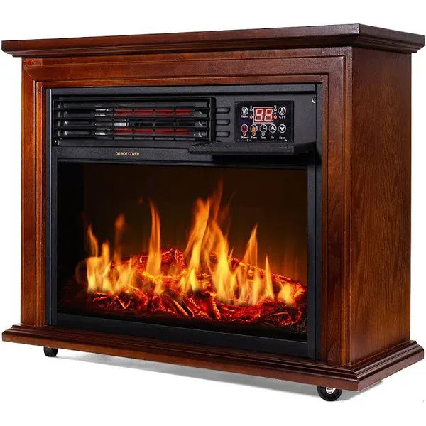 Electric Fireplace Heater Infrared Quartz W/Timer, Remote Controller Built-In Wh