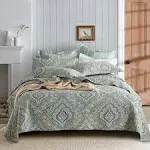 Autumn Dream Cotton Bedspread Quilt Sets, 3 Pieces Reversible Comforter Coverlet Sets,Blue Floral Paisley,Queen Size