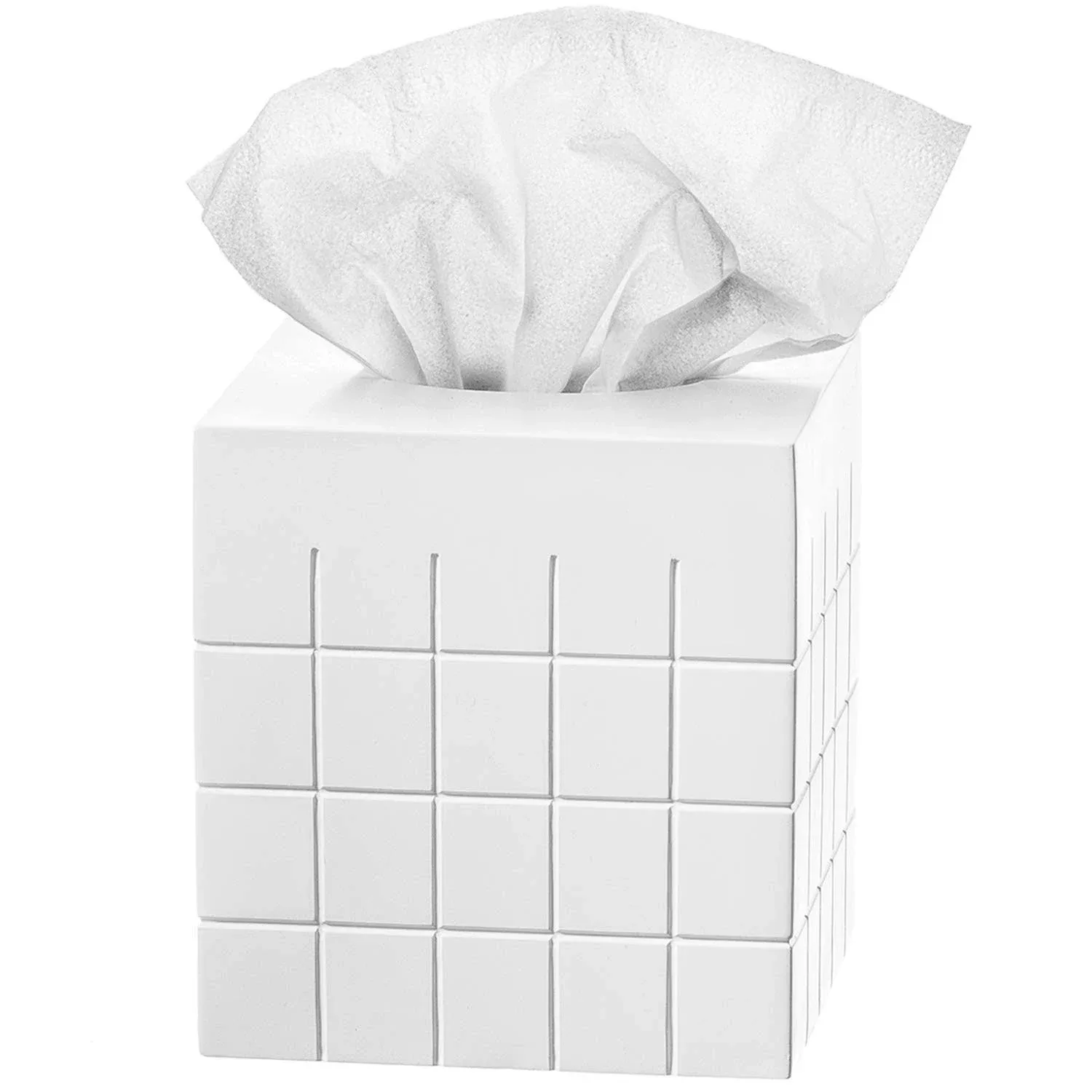 Creative Scents Tissue Box Cover Decorative Bathroom Tissue Holder, White Tissue ...