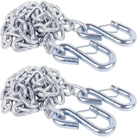 48" Trailer Safety Chain with 3/16" Spring Hook,Grade-30 Metal Safety Chain Kit 2000 lbs(pack of 2)