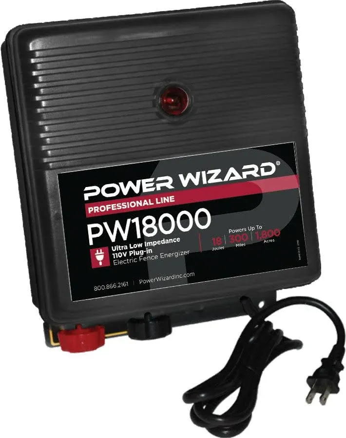 Power Wizard PW18000 Plug-In Electric Fence Charger, 18 Joule Output