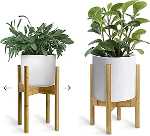 UppWell | Adjustable Wood Plant Stand Indoor | Sturdy Eco-friendly Bamboo | Mid Century Modern Flower & Plant Pot Holder | 8-12 Inch Tall, Large, Short, Small Planter | Plant A Tree With Each Purchase