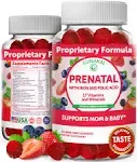 Prenatal Vitamins for Women with Iron & Folic Acid - Tastiest Proprietary Formula - Daily Pregnancy Multivitamin with Vit.A,B complex, C,D,E,Zinc - Non-GMO Prenatal Vitamin Gummies for Women, 60 Count