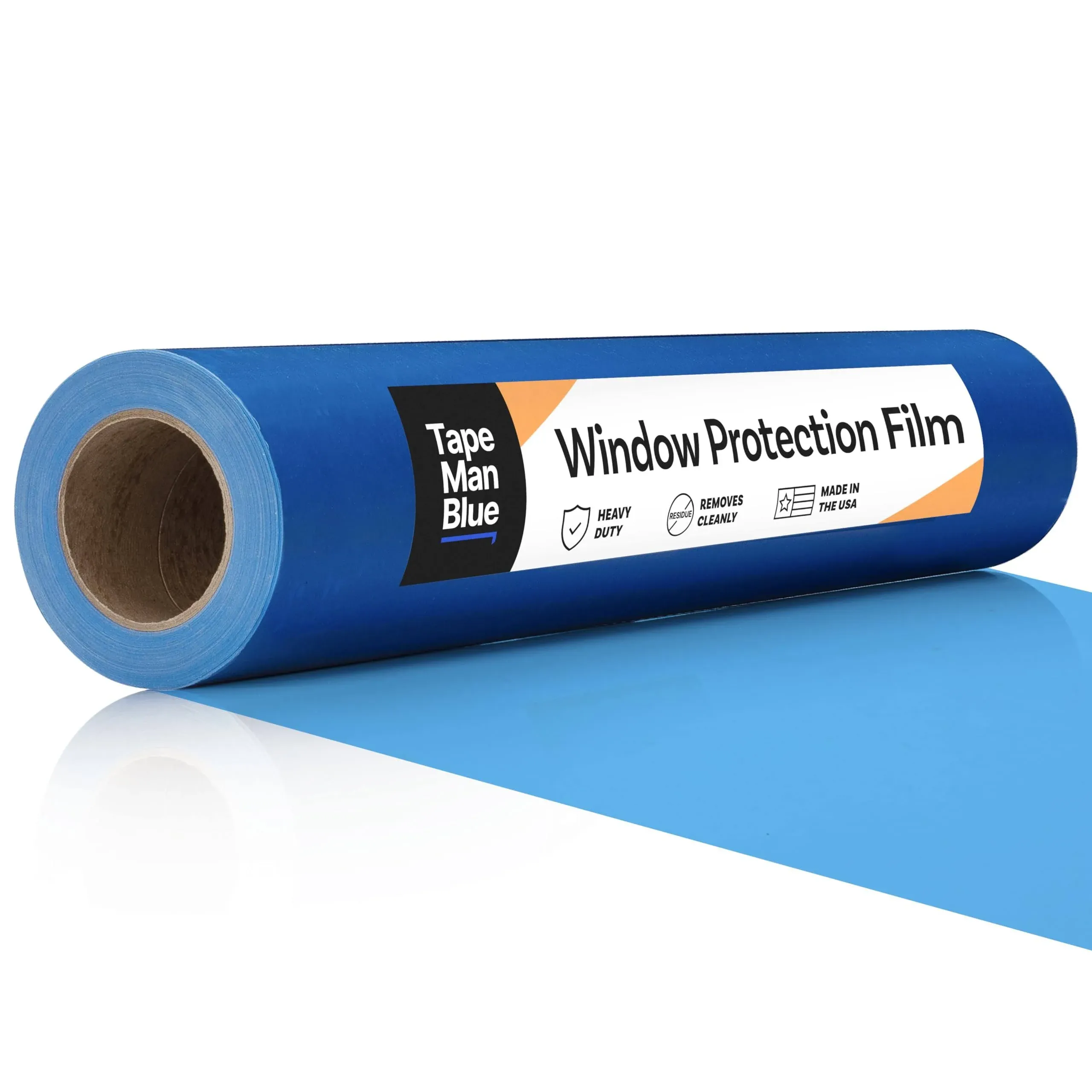 Window Protection Film, 21 inch x 600 feet, Made in The USA, Strongest and Most Durable Window Protection Film for Construction, Blue Self-Adhesive Temporary Glass Protective Film