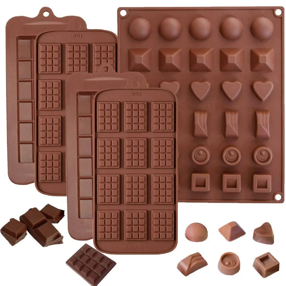 5 Pack Chocolate Bar Molds,Ausplua Silicone Chocolate mold Candy Jelly Cake Baking Mould,Break-Apart Chocolate, Food Grade Non-Stick Silicone Protein and Energy Bar Molds