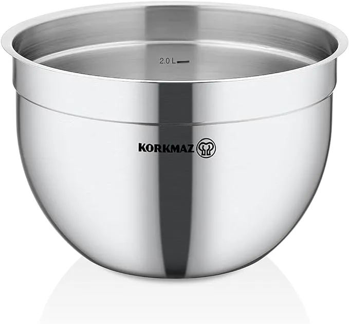 Korkmaz Gastro Proline 3.2 Quart Stainless Steel Mixing Bowl in Silver