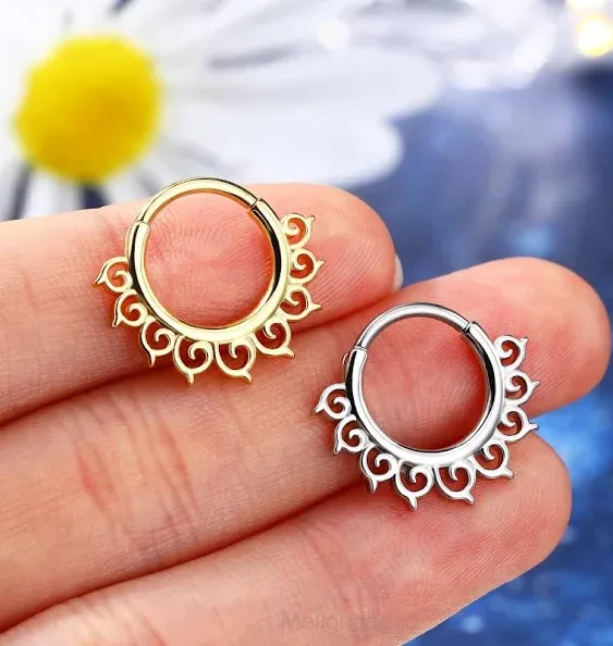 Melighting Septum Ring 16G Septum Jewelry Stainless Steel 316L Septum Piercing Daith Piercing Jewelry Cartilage Earring for Women