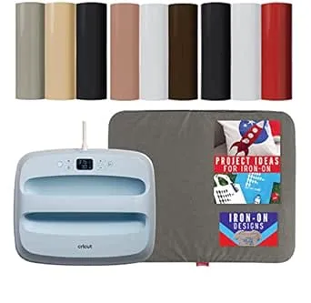 Cricut Easy Press 3 12x10 with Heat Mat and Iron-On Vinyl Sampler Rolls Bundle- Blue Heat Press Machine for DIY Transfer Ironing and Sublimation, Shirt Press Machine for Making Custom Shirts with HTV