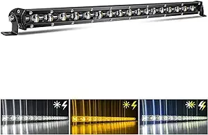 CO LIGHT Led Light Bar Single 20 inch Slim Single Row Lightbar Driving Combo Beam Off Road Work Lights with Mounting Brackets & 6D Reflectors for Truck, Car, Cabin, Boat, ATV, UTV