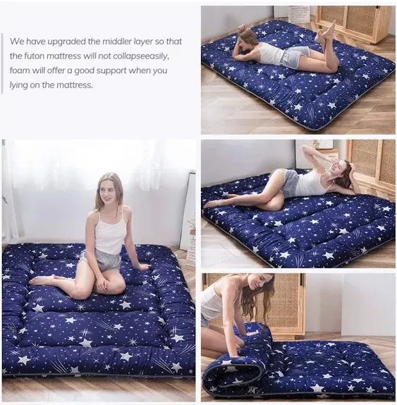 MAXYOYO Navy Starry Sky Japanese Floor Futon Mattress