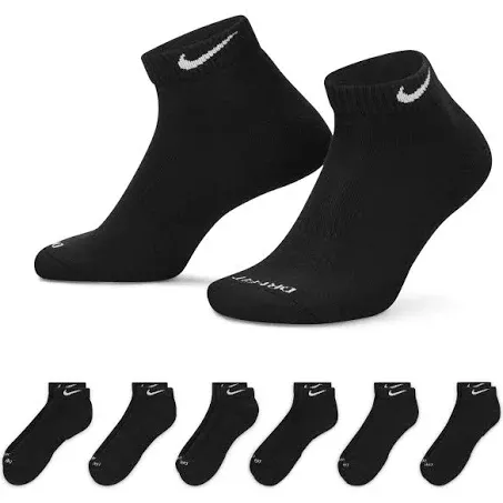 Men's Nike 6-Pack Everyday Plus Cushioned Low-Cut Training Socks, Size: 12-15, White