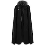 MSOrient With Hood Fur Collar Cloak Robe Medieval Renaissance Viking Kings Cape Halloween LARP Cosplay Gothic Costume