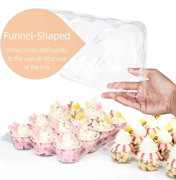 LotFancy Mini Cupcake Containers, 12 Count, 40 Pack, Dozen Clear Plastic Cupcake