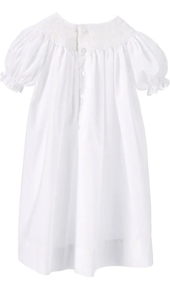 Petit AMI Girls White Smocked Bishop Christening Dress