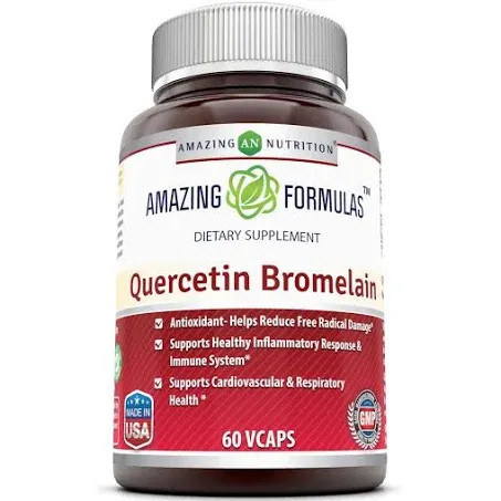 Amazing Formulas Quercetin 800 Mg with Bromelain 165 Mg Per Serving | 60 Veggie Capsules