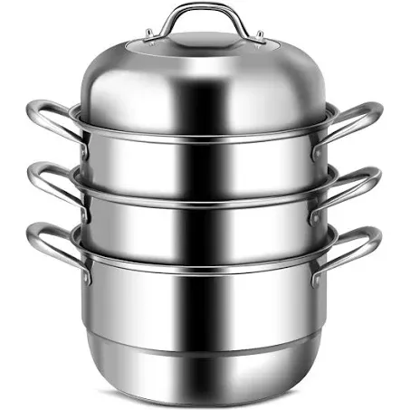 Costway 3 Tier Stainless Steel Cookware Pot Saucepot Steamer