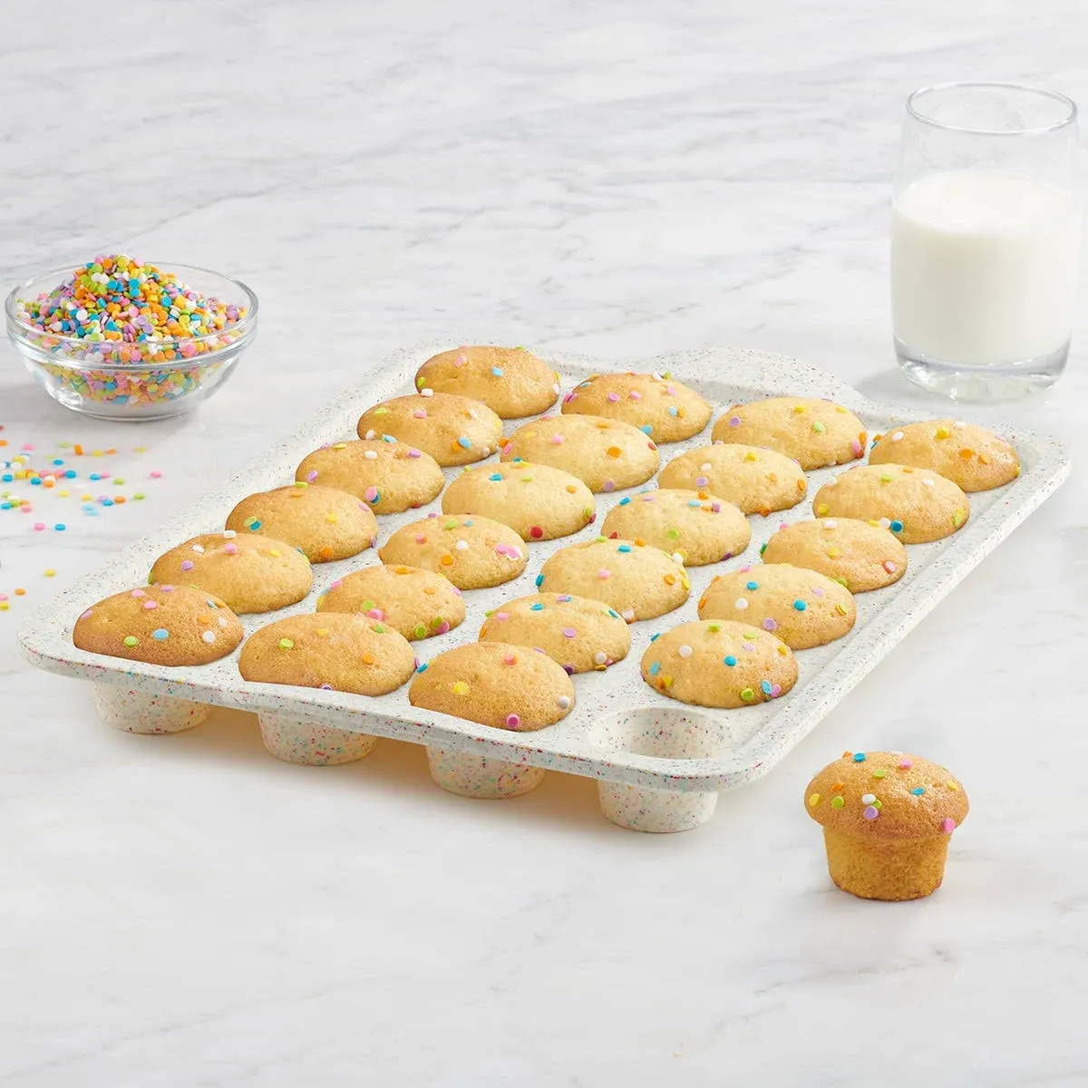 Trudeau Silicone 24 Count Mini Muffin Pan, Multi-Color Confetti, Dishwasher Safe ...