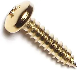 Sheet Metal Screw, #10 x 3/4 in, Brass Steel Pan Head Phillips Drive, 40 PK